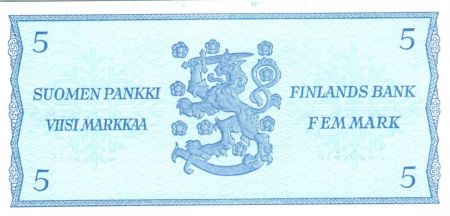 Finlande 5 Markkaa Branches de Conifère, Armoiries - 1963 - P.99 - Neuf