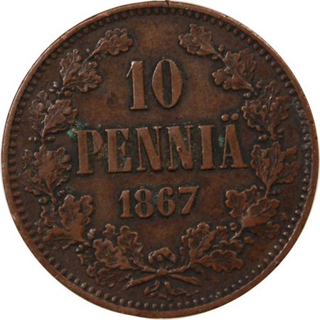 Finlande FINLANDE  ALEXANDRE II - 10 PENNIÄ 1867