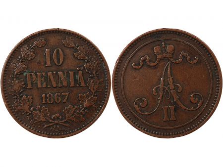 Finlande FINLANDE  ALEXANDRE II - 10 PENNIÄ 1867