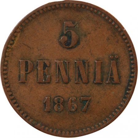 Finlande FINLANDE  ALEXANDRE II - 5 PENNIÄ 1867