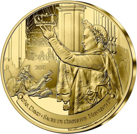 France - Monnaie de Paris 1/4 Euro Métal courant France 2021 - Le Sacre de Napoléon -  Le Louvre - Chefs d\'Oeuvre des musées (MD