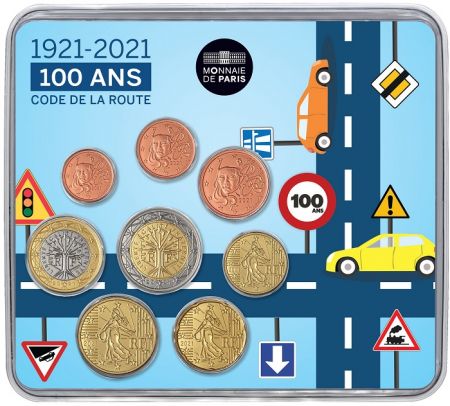 France - Monnaie de Paris 100 ans du Code de la Route - Miniset  BU FRANCE 2021 (MDP)