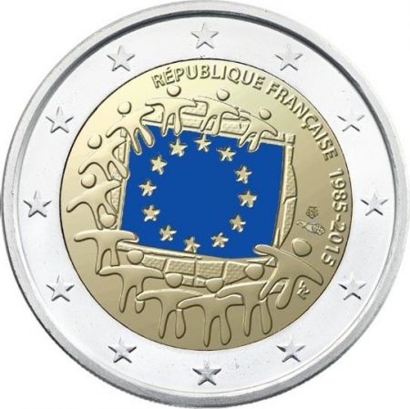 France - Monnaie de Paris 2 Euro 30 ans Drapeau Européen BU colorisée - 2015