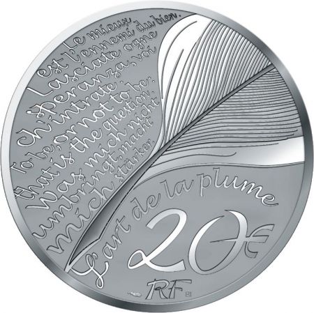 France - Monnaie de Paris 20 Euros Argent BE 2021 - Jean de la Fontaine - L\'Art de la Plume 2021