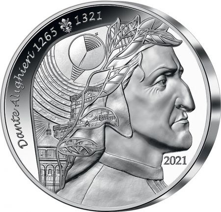 France - Monnaie de Paris 20 Euros Argent Haut Relief BE France 2021 - Dante Alighieri - L\'Art de la Plume 2021