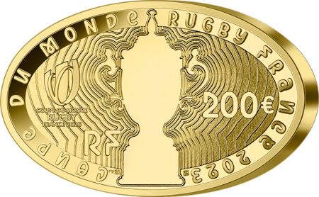 France - Monnaie de Paris 200 ans du Rugby - forme ovale - 200 Euros Or (1 Once) BE 2023