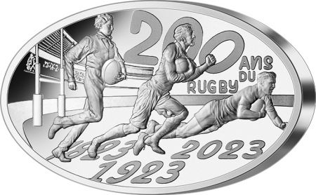 France - Monnaie de Paris 200 ans du Rugby - forme ovale - 500 Euros Argent (1 kilo) BE 2023