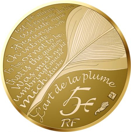 France - Monnaie de Paris 5 Euros Or BE France 2021 - Jean de la Fontaine - L\'Art de la Plume 2021