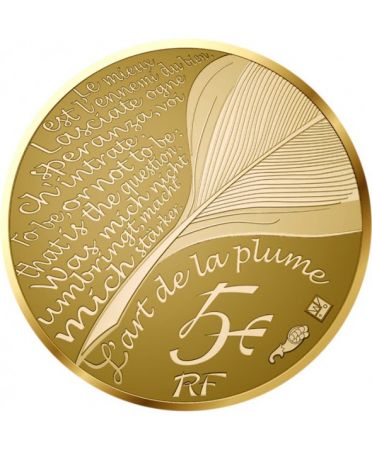 France - Monnaie de Paris 5 Euros Or BE France 2022 - Molière - L\'Art de la Plume 2022