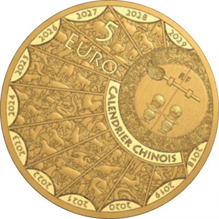 France - Monnaie de Paris 5 Euros Or BE FRANCE 2022 Année du Tigre