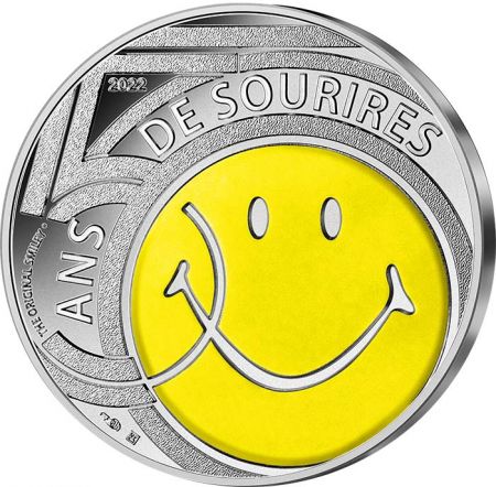 France - Monnaie de Paris 50 ans du Smiley - 10 Euros Argent Colorisée - 2022 par La Monnaie de Paris
