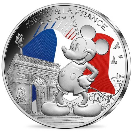 France - Monnaie de Paris 50 Euros Argent COULEUR 2018 - Mickey sur les Champs Elysées  Mickey et la France (Vague 2)