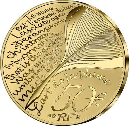 France - Monnaie de Paris 50 Euros Or BE France 2021 - Dante Alighieri - L\'Art de la Plume 2021