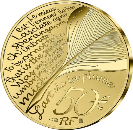 France - Monnaie de Paris 50 Euros Or BE France 2022 - Shakespeare - L\'Art de la Plume 2022