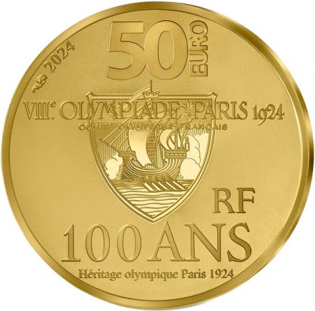 France - Monnaie de Paris Affiche - Paris 1924 - 50 Euros OR BE 2024