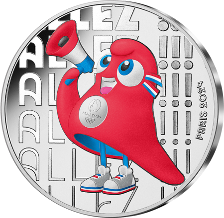 France - Monnaie de Paris Allez !!! - 50 Euros Argent Couleur FRANCE 2023 (MDP) - Les Phryges - Les Mascottes de Paris 2024 - Va