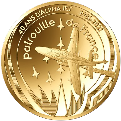 France - Monnaie de Paris Alpha Jet et Patrouille de France - 50 Euros Or (1/4 Oz) BE 2021 FRANCE (MDP)