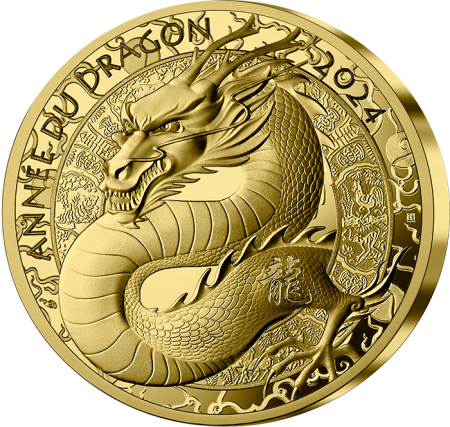 France - Monnaie de Paris Année du Dragon - 500 Euros 5 Oz Or BE 2024