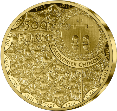 France - Monnaie de Paris Année du Dragon - 500 Euros 5 Oz Or BE 2024