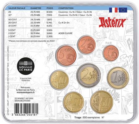 France - Monnaie de Paris Astérix - Miniset  BU FRANCE 2022 (MDP)