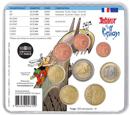 France - Monnaie de Paris Astérix et le Griffon - Miniset  BU FRANCE 2021 (MDP)