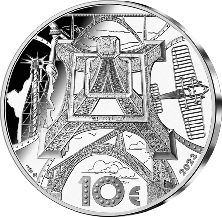 France - Monnaie de Paris Certificat N°1 - 100 ans de Gustave Eiffel - 10 Euros Argent 2023