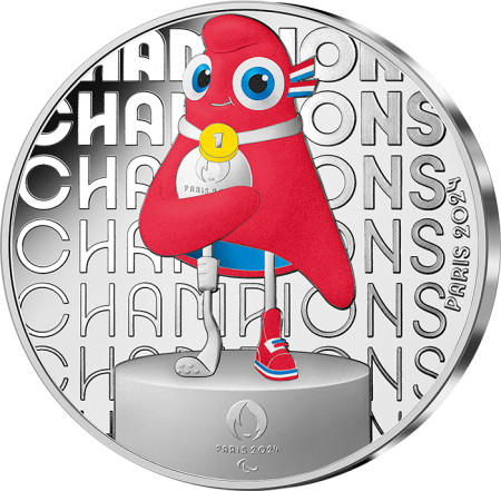 France - Monnaie de Paris Champion - 50 Euros Argent Couleur FRANCE 2023 (MDP) - Les Phryges - Les Mascottes de Paris 2024 - Vag