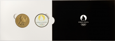 France - Monnaie de Paris Coffret 2 Médailles - Mascotte Jeux Olympiques et Emblème Paris 2024