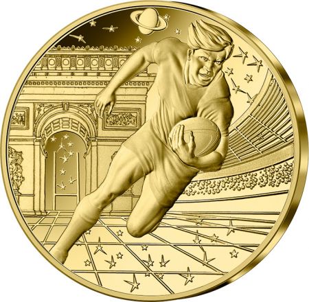 France - Monnaie de Paris Coupe du Monde de Rugby - Emblème - 5 Euros Or BE 2023