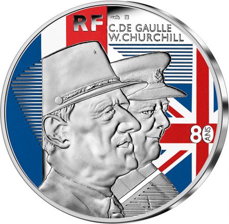 France - Monnaie de Paris De Gaulle - Churchill - Couples Binationaux - 10 Euros COULEUR Argent BE 2021 FRANCE (MDP)