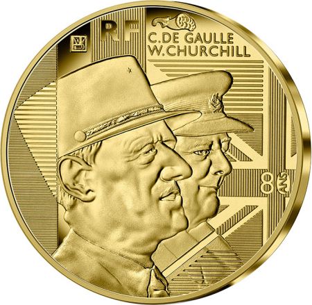 France - Monnaie de Paris De Gaulle - Churchill - Couples Binationaux - 5 Euros OR BE 2021 FRANCE (MDP)