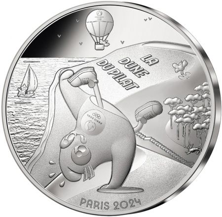 France - Monnaie de Paris Dune du Pilat - 10 Euros Argent 2024 (MDP) - La France accueille les Jeux - Mascottes Paris 2024 - Vag