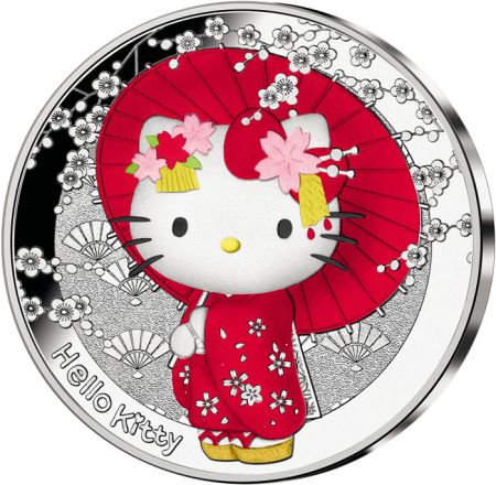 France - Monnaie de Paris Hello Kitty - Japon Sakura - 10 Euros Argent couleur BE 2024