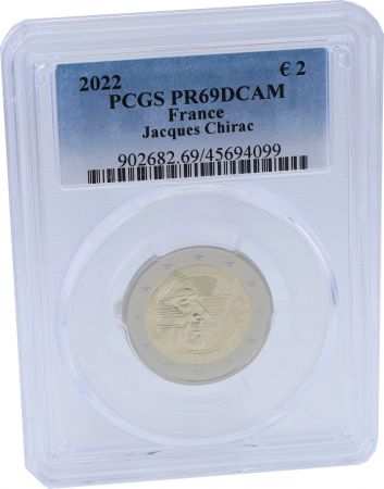 France - Monnaie de Paris Jacques Chirac Pièce 2 euros commémo BE - 20 ans de l\'EURO - PCGS PR69DCAM