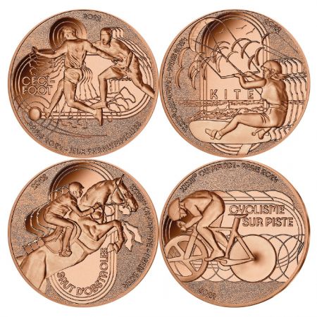 France - Monnaie de Paris Jeux Olympiques et Paralympiques PARIS 2024 - LOT 4 X 1/4 € FRANCE 2022 - PARIS 2024 - Cyclisme sur pi