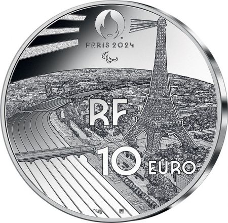 France - Monnaie de Paris Jeux Olympiques PARIS 2024 - 10  Argent BE FRANCE 2021 - PARIS 2024 - TENNIS FAUTEUIL - COLLECTION SP