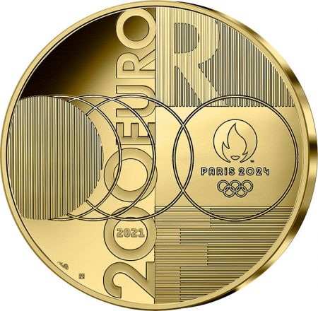 France - Monnaie de Paris Jeux Olympiques PARIS 2024 - 200 Euros (1 once) OR BE FRANCE 2021 - PASSAGE DE RELAIS TOKYO PARIS