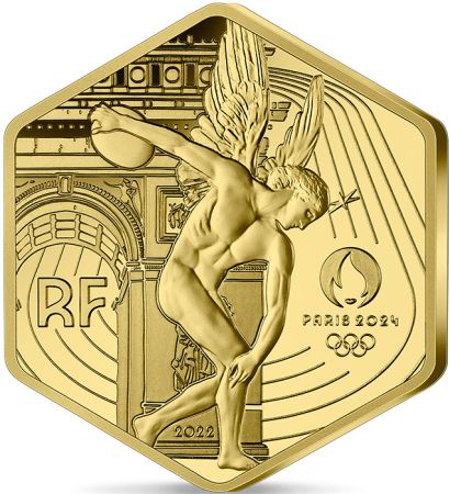 France - Monnaie de Paris Jeux Olympiques PARIS 2024 - 250 Euros OR FRANCE 2022 - Le Génie - pièce hexagonale