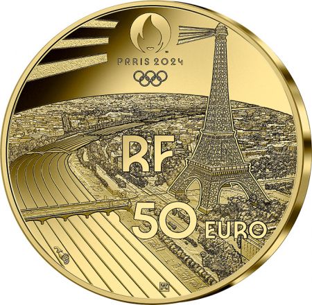 France - Monnaie de Paris Jeux Olympiques PARIS 2024 - 50 Euros OR BE FRANCE 2021 - NATATION - COLLECTION SPORT (2/15)