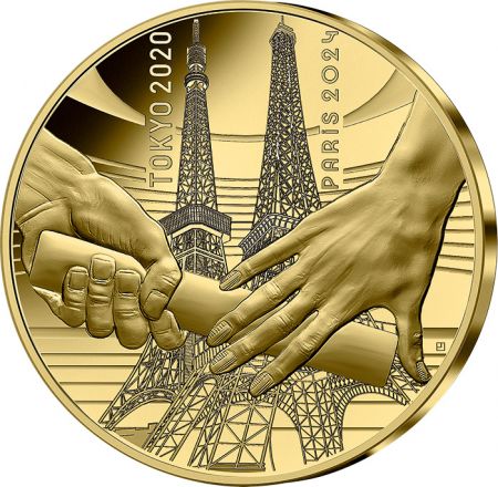 France - Monnaie de Paris Jeux Olympiques PARIS 2024 - 50 Euros OR BE FRANCE 2021 - PASSAGE DE RELAIS TOKYO PARIS