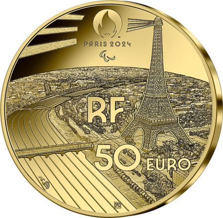 France - Monnaie de Paris Jeux Olympiques PARIS 2024 - 50 Euros OR BE FRANCE 2021 - TENNIS FAUTEUIL - COLLECTION SPORT (3/15)