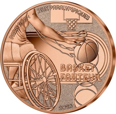 France - Monnaie de Paris Jeux Paralympiques PARIS 2024 - 1/4  FRANCE 2023 - PARIS 2024 - Basket Fauteuil - COLLECTION SPORT (1