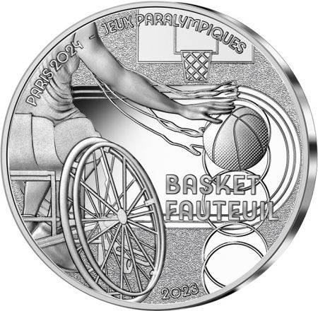 France - Monnaie de Paris Jeux Paralympiques PARIS 2024 - 10  Argent BE FRANCE 2023 - PARIS 2024 - Basket Fauteuil - COLLECTION
