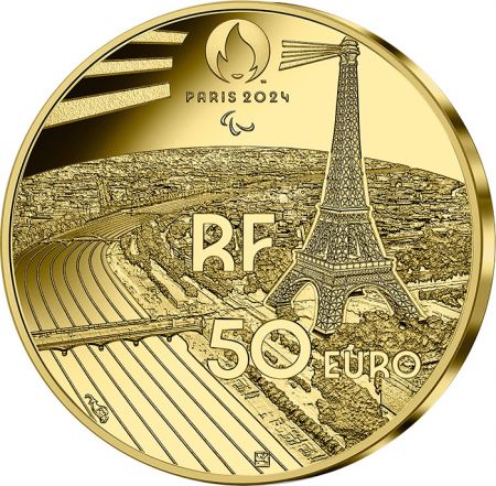 France - Monnaie de Paris Jeux Paralympiques PARIS 2024 - 50 Euros OR BE FRANCE 2022 - Cécifoot - COLLECTION SPORT (7/15)