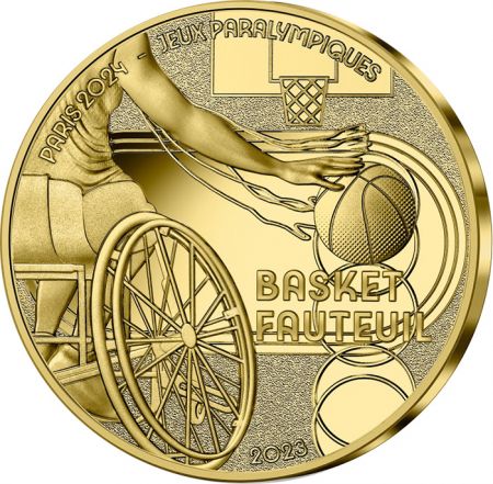 France - Monnaie de Paris Jeux Paralympiques PARIS 2024 - 50 Euros OR BE FRANCE 2023 - Basket Fauteuil - COLLECTION SPORT (11/15