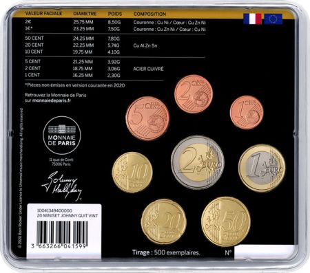 France - Monnaie de Paris Johnny Hallyday (Guitare) - Miniset  BU FRANCE 2020 (MDP)