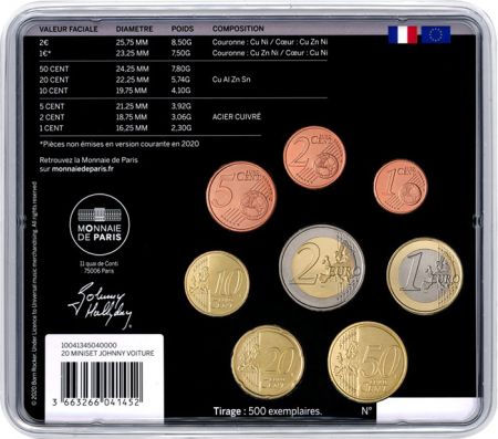 France - Monnaie de Paris Johnny Hallyday (Voiture) - Miniset  BU FRANCE 2020 (MDP)