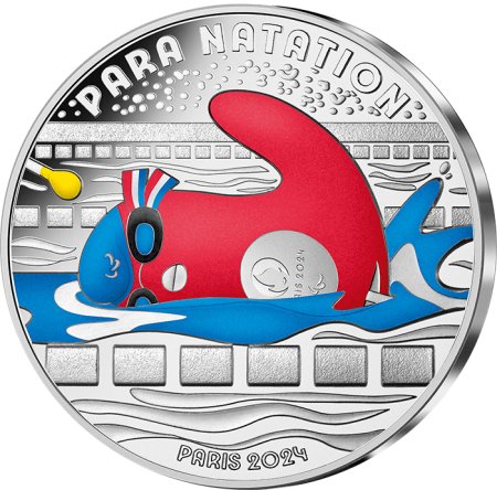 France - Monnaie de Paris La Para Natation - 10 Euros Argent Couleur 2023 (MDP) - Les Phryges - Mascottes de Paris 2024 - Vague 