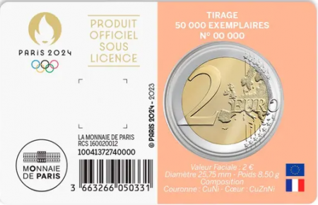 France - Monnaie de Paris La Semeuse - Paris 2024 - 2 euros commémo. 2023 BU Coincard 2 Orange