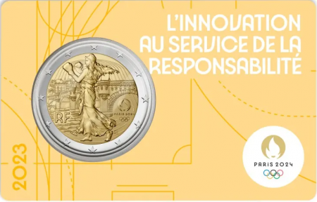 France - Monnaie de Paris La Semeuse - Paris 2024 - 2 euros commémo. 2023 BU Coincard 3 Jaune